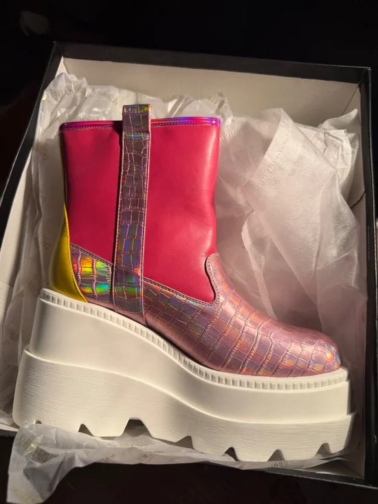 Cape Robbin Cesska Platform Bootie Multi Color Chunky Platform Boots Size 9 - Picture 2 of 5